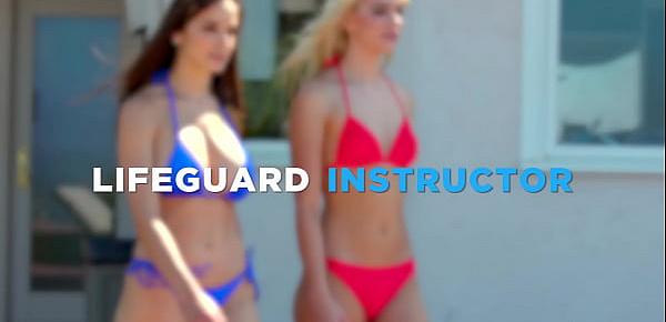  Lifeguards meet their lesbian instructor for the first time- Kenna James, Abigail Mac, Lexi Luna